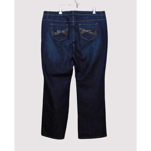 Style & Co Jeans 20W Blue Dark Wash Boot Cut Cotton Blend New - Picture 3 of 6